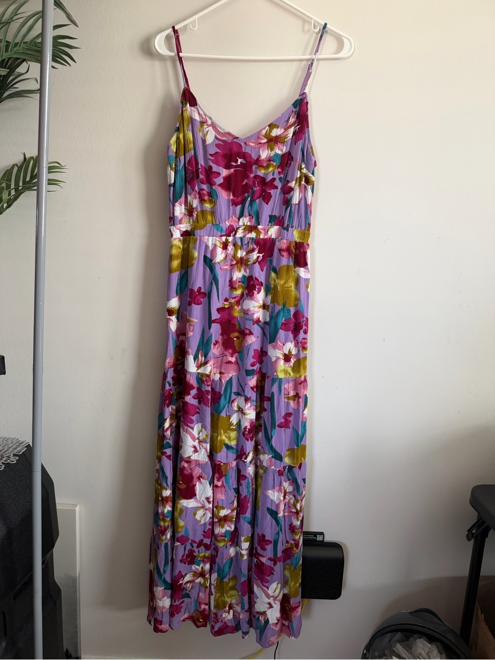 Sleeveless Floral Maxi Dress in Lavender Pink & Yellow
